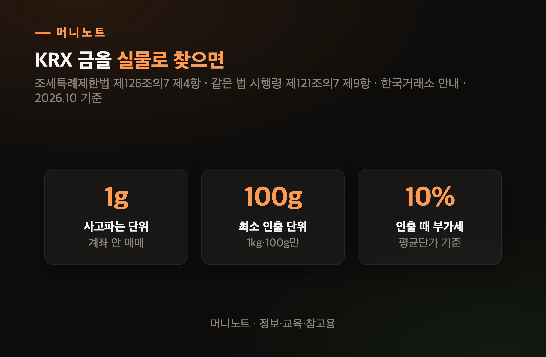 KRX 금 실물 인출 조건