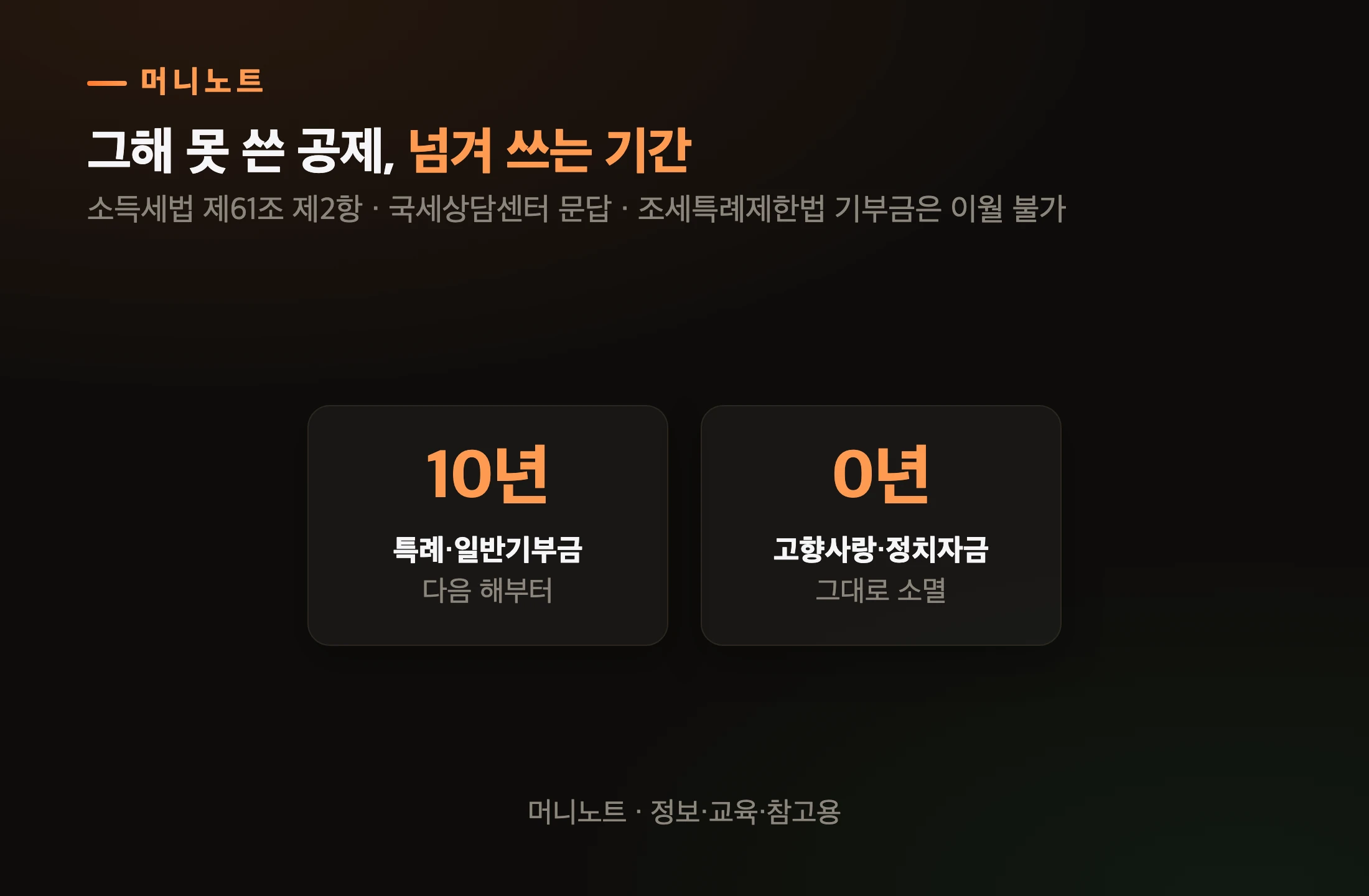 못 쓴 기부금 공제, 넘겨 쓰는 기간
