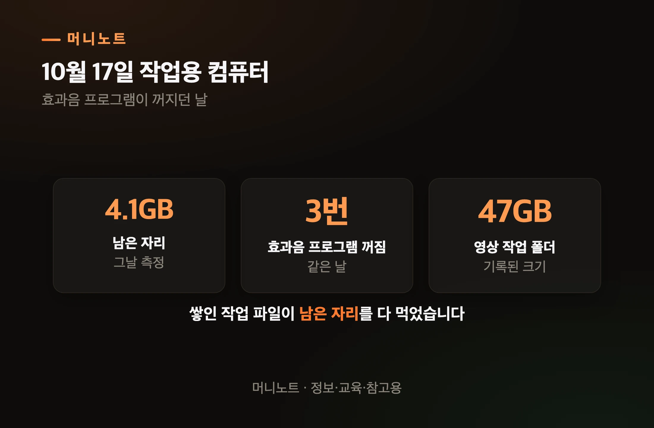 10월 17일의 작업용 컴퓨터